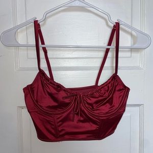 Gilly hicks red satin crop top / bralette